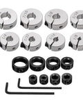 Split Ring Drill Bit Stop Collar Set Depth Stop Kit with Eight Imperial Sizes 1/8 Inch to 1/2 Inch and Eight Metric Sizes