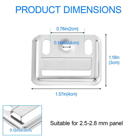 Heavy Duty Stainless Steel Wall Panel Clips 200 Pcs Hidden Backplate Fasteners dimensions 1.57in by 1.18in suitable for 2.5 to 2.8 mm panels.