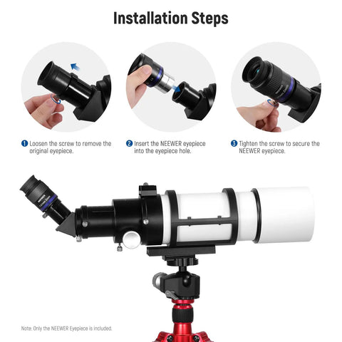 Installation steps for Zoom Telescope Eyepiece 7-21mm Focal Range For Astronomy, 15mm Eye Relief, fit into telescope.