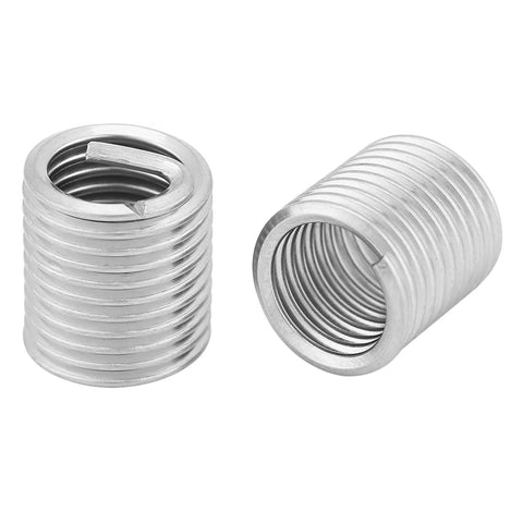 Stainless Steel M8 Helicoil Threaded Inserts Kit, 1.25 Pitch, 2D Length, shown in detail for aluminum repair and thread reinforcement.