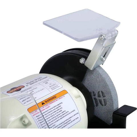6 Inch Bench Grinder Model M1051 For Your Home Shop Setup, showing grinding wheel and safety shield, heavy duty.