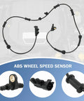 Heavy Duty Front And Rear Abs Wheel Speed Sensors For Jeep Wrangler Three Liter Engines 2007 Through 2017 in black with connectors.