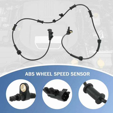 Heavy Duty Front And Rear Abs Wheel Speed Sensors For Jeep Wrangler Three Liter Engines 2007 Through 2017 in black with connectors.