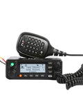 MD9600 GPS DMR Dual Band 50 Watt Mobile Radio For Cars And Trucks showing control panel and handheld microphone