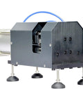 Heavy Duty Pneumatic Cable Cutter And Metal Wire Cutting Machine With Adjustable Length Design for Efficiently Trimming Thick Cables Up To 120 Square Lines Using Low Air Consumption Valve System, side view showing construction details.