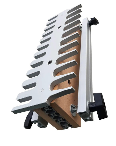 Pro Tier Preassembled Dovetail And Box Joint Router Table Jig Featuring Tough As Nails Hardware Precision Bits and Quick Setup Manual, angled view