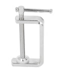 Heavy Duty Quick Grip C Clamp With Secure Locking Mechanism For Effortless Clamping Of Wood Or Metal Panels And Automotive Frames In Workshops And Cabinet Shops, close-up view with metallic finish.