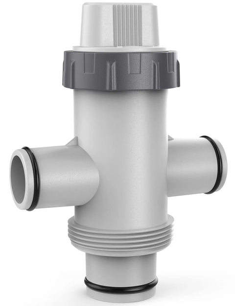 Split Pool Hose Plunger Valve 2 In 1 For Above Ground Pools Heavy Duty On Off Valve For Filter Circulation System Compatible With 1500 2500 4000 GPH Pumps And Saltwater Chlorinator, white PVC with dual hose ports