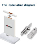Heavy Duty Pivot Door Hinge System With 360 Degree Rotation For Bookcases And Hidden Doors Stainless Steel 150kg Capacity Invisible Murphy Hinge Low Profile Mount Smooth Quiet Operation By Roness installation diagram showing components and door setup.