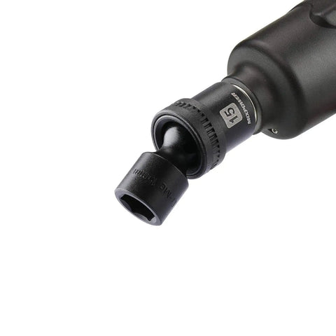 Close-up of Beefy Fifteen Piece Half Inch Drive Shallow Universal Impact Socket Set with wobble swivel and 15mm socket.
