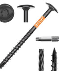 Heavy Duty 14X6 Inch Wood Screws 50 Pack TStar Drive, black ceramic coated, self-tapping, ideal for decks and fences.