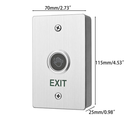 Heavy Duty IP67 Waterproof Infrared Sensor Exit Button in 304 Stainless Steel 115x70mm with Bright LED Indicator