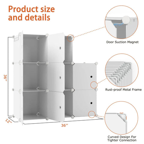 Eight Cube Closet Organizer With Doors Portable Plastic Cubby Shelving For Clothes And Shoes Or Kicks White Wardrobe System
