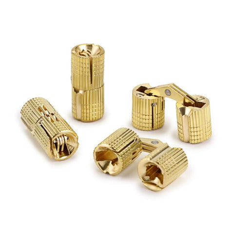 Hidden Brass Barrel Hinges 10mm 4 Pack, concealed box hinges for DIYers, jewelry and hand craft, with 180 degree opening.