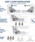 84mm Refrigerator Door Hinge Zinc Chrome With 8mm Pin for French Doors, installation guide with screws and accessories.
