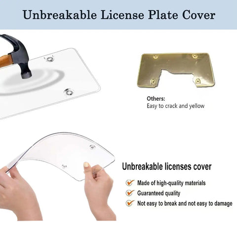 Comparison of unbreakable clear plate cover and standard cover, highlighting durability and material differences.