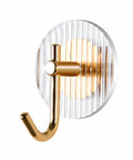 Kick Clutter To The Curb With This Slick Space Saving Wall Hook Designed To Ace Your Entryway Organization Game While Keeping Bathrooms And Bedrooms Tidy Without Taking Up Any Extra Room - gold metal hook with striped acrylic backing.