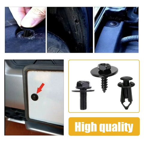 Complete Car Body Fasteners Kit With Screws Bolts Push Rivets And Clips For Under Cover Splash Shield Replacement Durable Plastic Retainer Clips U Nuts Body Bolts And Hardware Set For Easy DIY Car Repairs