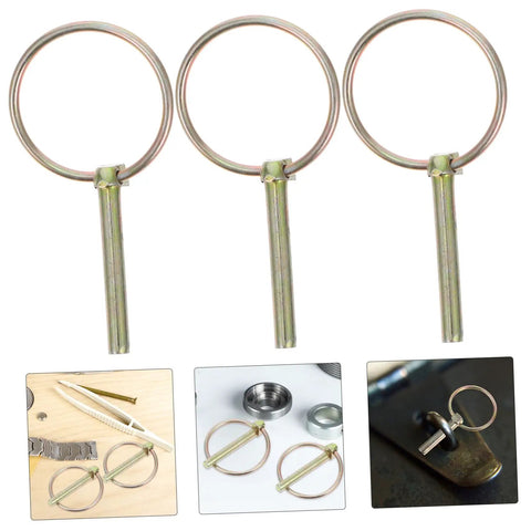 8 Piece Heavy Duty Lynch Pin Assortment Kit For Farm Gear With Spring Loaded Safety Pins For Trucks Trailers ATVs Tractors Lawn Mowers And More For All Your Projects, 3 pins shown