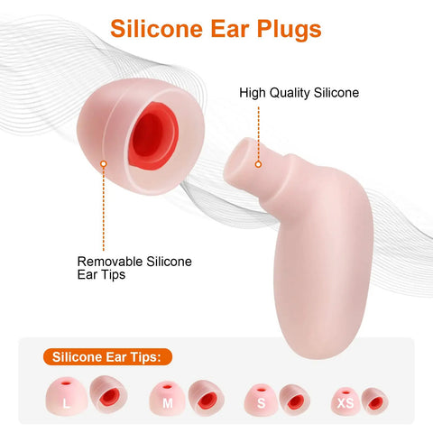 Reusable Ear Plugs For Sleeping And Noise Reduction With 8 Tip Sizes XS X S M L Pink Silicone Earplugs For Snoring, Travel, Work