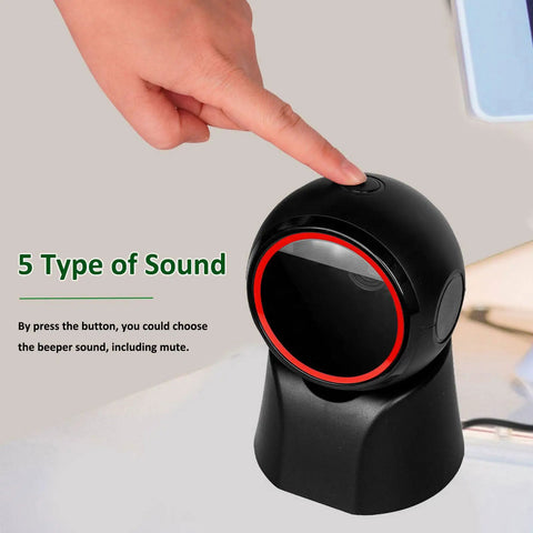 1D 2D Barcode Scanner Desktop USB Wired Hands Free QR Scanner Omnidirectional Bar Code Reader with sound option