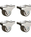 Butter Smooth Furniture Casters 4 Pack 1.25 Inch Low Profile Rubber Mini Swivel Wheels installation with metal plates.
