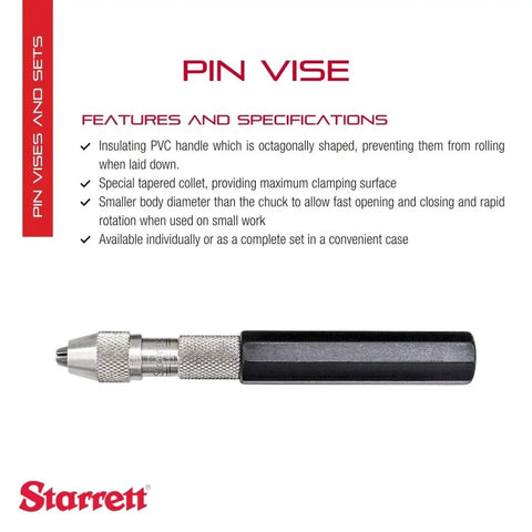 Compact Pin Vise With Insulated Octagonal Handles And A Slimmer Grip Friendly Body For Easy Thumb And Finger Rotation, Tapered Collet