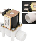Workhorse Solenoid Water Valve 12V And 24V DC, plastic body, G1/2 port, close-up of PP+metal construction, normally closed