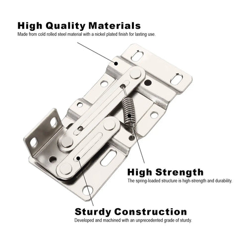 Tip Out Tray Hinges For Sink Front Drawers, Steel With Nickel Plated Finish, durable cabinet hardware, spring loaded structure