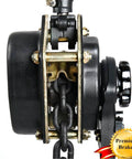 Side view of Lever Chain Hoist 3/4 Ton Manual Ratchet Chain Puller Lift 10 Ft Aluminum Hand Wheel 6 Mm Chain 1650 Lbs Capacity