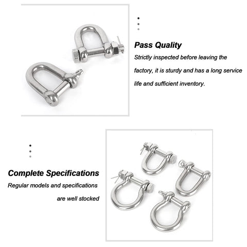 Heavy Duty Stainless Steel Shackle M22-M38 Screw Pin Anchor Bow Shackle For Rigging And Lifting Chains Wirerope Load Bearing 304 Stainless Steel Corrosion Resistant And Easy To Use shown in quality inspection and specification.