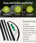 Components for 63 Inch Long 80 Inch Tall Garden Arch Arbor For Climbing Vines Heavy Duty Metal Trellis With Nylon Netting