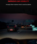 Night driving with highlighted distance markers and tail lights for improved car visibility on the highway.