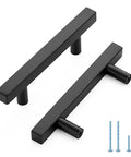 30 Pack Black Kitchen Cabinet Handles, 5 Inch Square Steel Cabinet Pulls, Stainless Steel Drawer Hardware With 3 Inch Hole Center