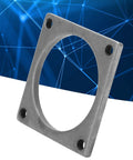 Heavy Duty Stainless Steel Threaded Mounting Plate With Precise M4 Screw Holes Rock Solid 39 X 39mm close-up showing four threaded holes for robotics use.