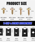 Rig Ready Automotive Screws And Clips Assortment Kit 170 Piece Set with size details of screws and clips for car repair.