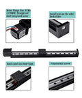 Amp Up Your CNC Rig With This Badass Smooth T Type Sliding Table Rail Packed With A Nema11 28mm Stepper Motor And TB6600 Driver To Master XYZ Axis Builds Choose 50mm To 300mm Strokes For Flexibility And Less Wiring Mess With Smooth Reliable Action. NEMA 11 rail kit with trapezoidal screw, sliding nut block, and stepper motor