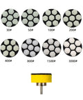 1 Inch Mini Diamond Polishing Pad Set, 9 Piece Wet Dry Polishing Kit With 30 To 3000 Grit, hexagonal surface design