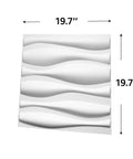 White 3D Wall Panels Dope Wave Design PVC Waterproof Paintable Durable Plastic Accent Wall Tiles, 19.7 inch square panel