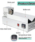 Detailed view of STDZQCWY 600w Digital Heat Shrink Machine For Wine And Olive Oil Bottles Stainless Steel Body with switch and temperature display.