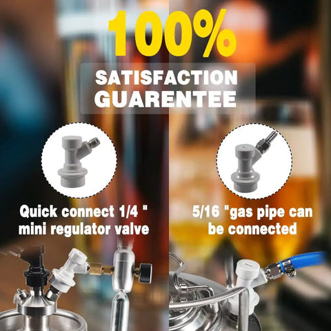 Ball Lock Keg Disconnect Kit With Gray Gas Disconnect And Quarter Inch MFL Fittings Plus Two Pack Of Five Sixteenth Inch Swivel Nuts For Cornelius Kegs And Pepsi And Seven Up Style Tanks, gray keg disconnect