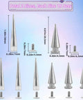 Killer Silver Cone Spike Studs 30 Piece Screw Back Rivet Kit 40Mm And 20Mm displaying two sizes and matching screw backs.