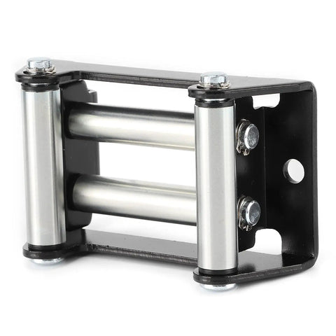 Universal 110mm Winch Roller Fairlead, Heavy Duty Metal Fairlead With Rope Guide, Straight Line Handling And Cable Protection For Off Road Rigs, Fits Any Winch System, black metal roller fairlead