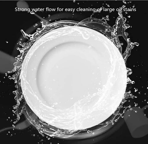 Compact Countertop Dishwasher Space Saving Mini Washer And Dryer With Smart Dual Cycle Controls Apartments Homes showing strong water flow cleaning a plate.