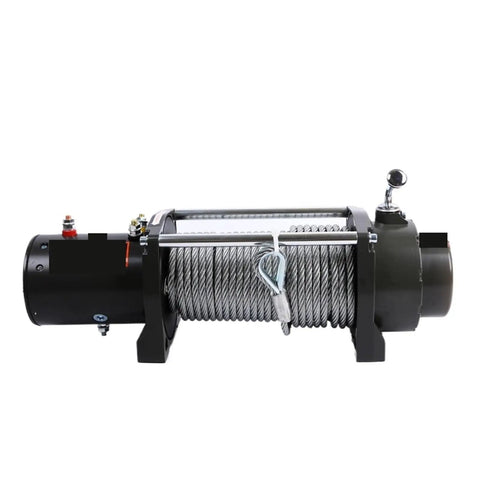 Heavy Duty 3000 Lbs Electric Winch Hoist For Off Road Recovery And Workshop Use 12V 24V Power On Board with steel cable.