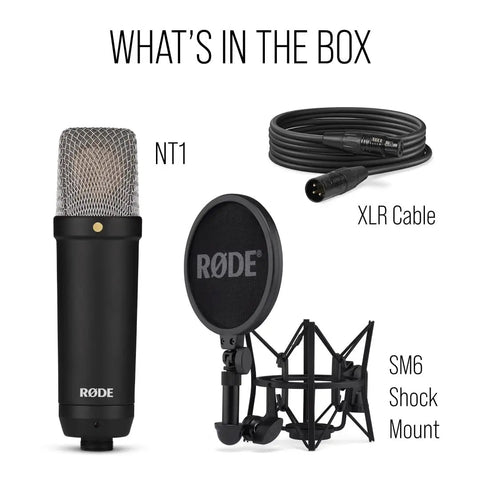 Signature Series Large Diaphragm Condenser Mic With Shock Mount, Pop Filter, And XLR Cable For Music Production, Vocal Recording