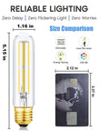 6W Dimmable LED Tubular Bulb 60W Equivalent Daylight 4000K Big Bright 600 Lumens Clear Glass Vintage Edison Style E26 Base