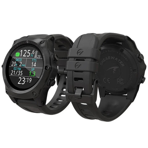Front and back view of Teric Dive Computer Watch Pro Grade Nitrox Trimix Decompression with Buhlmann ZHL16c Algorithm and Configurable Gradient Factors