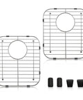 Stainless Steel Sink Grids Set of 2, 13 x 11-5/8 Inches, Protective Kitchen Rack for Single or Double Bowl Sinks, Rust-Resistant Brushed Finish