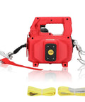 1000 Lb Portable Battery Powered Winch With 40Ft Synthetic Rope And Remote Control Compatible With Milwaukee 18V Batteries Over 4Ah For Heavy Duty Lifting Tasks And Towing Jobs In Red Color No Battery Included, displaying winch with hook.